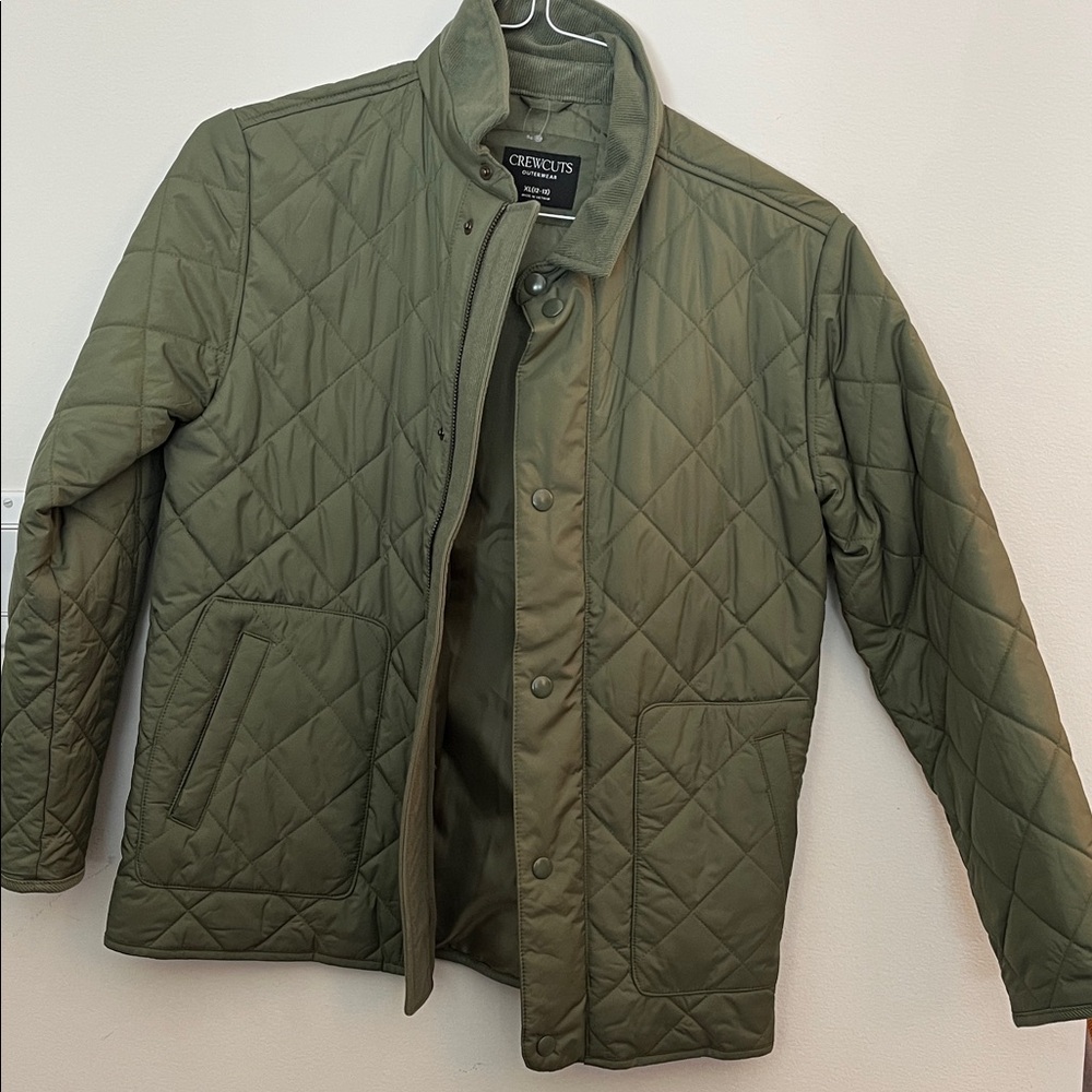 J. Crew Kids Quilted Pea Coat - Olive Green